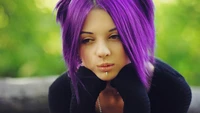 cheveux, violet, coiffure, coloration des cheveux, sourcil