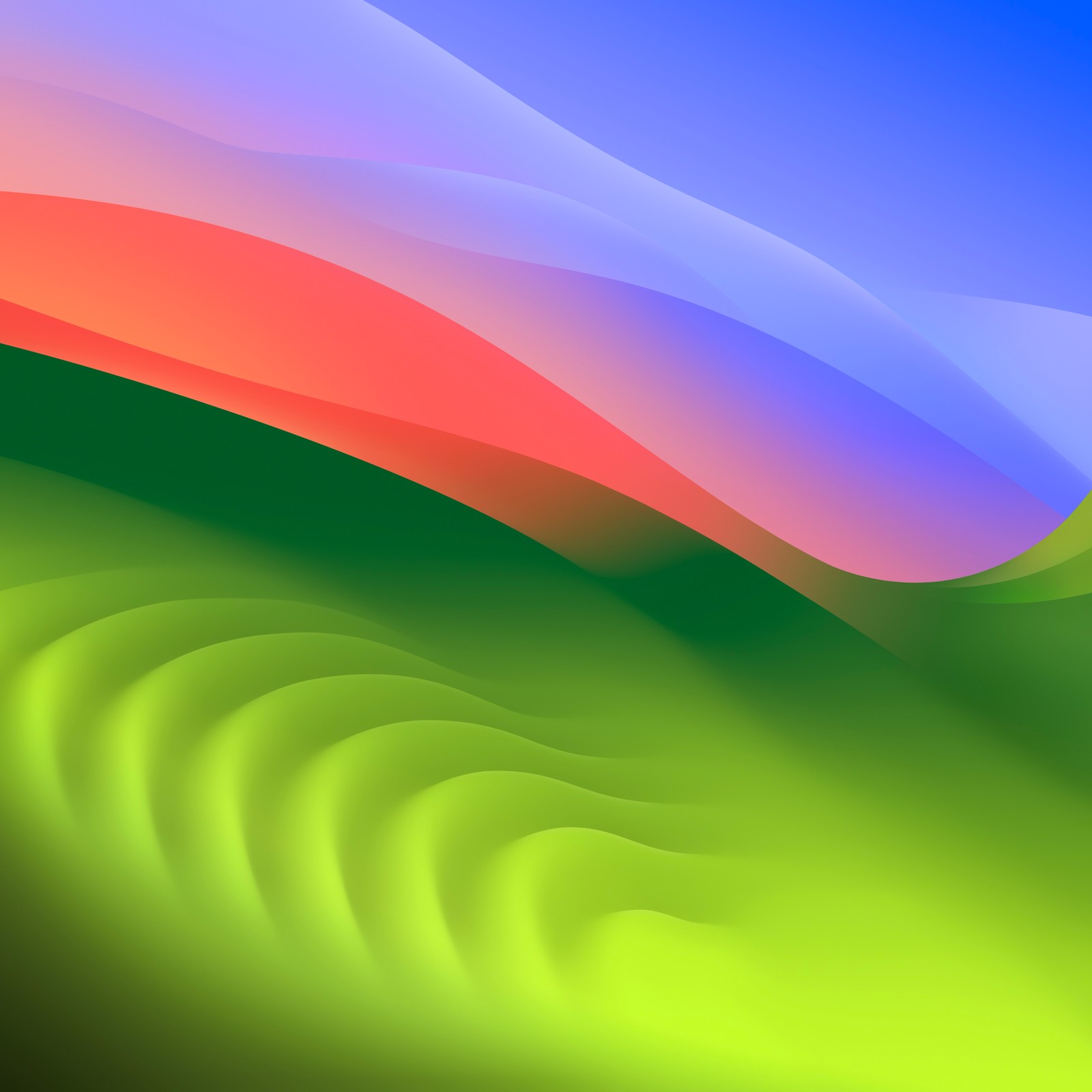 Abstract background with a green, blue, and red wave (macos sonoma, stock, macbook air 2023, gradient background, 5k)