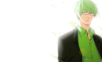 anime, manga, verde, pelo largo, sonrisa