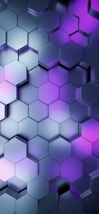 Motif hexagonal symétrique dans des nuances de violet et de bleu