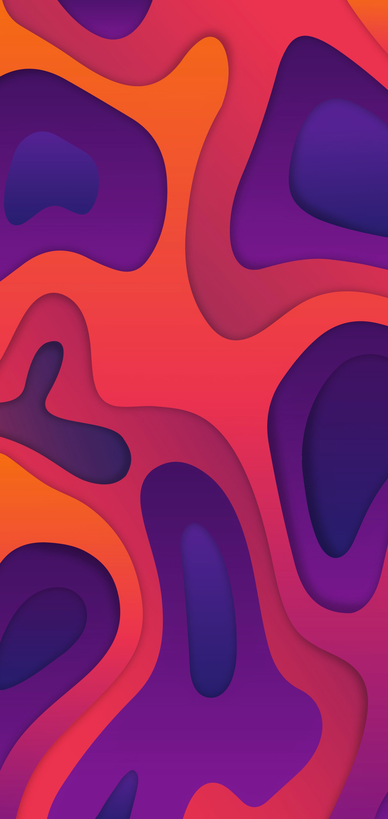 Fond abstrait avec une variété de formes en violet et orange (motif, ios 16, coloré, violet, orange)