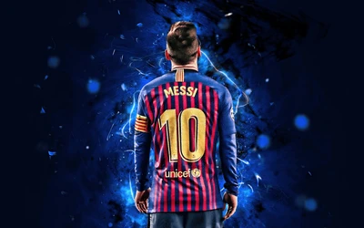 Messi #10 na icônica camisa do Barcelona