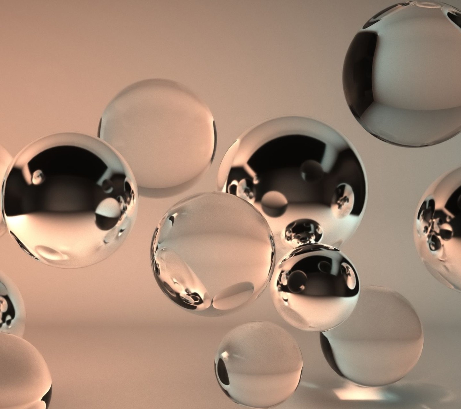 A close up of a bunch of glass balls floating in the air (bubbles, cool, pretty)