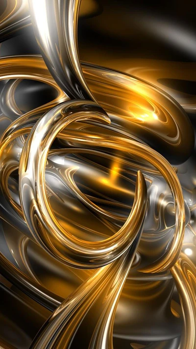 Abstract Elegance in Black and Gold Swirls