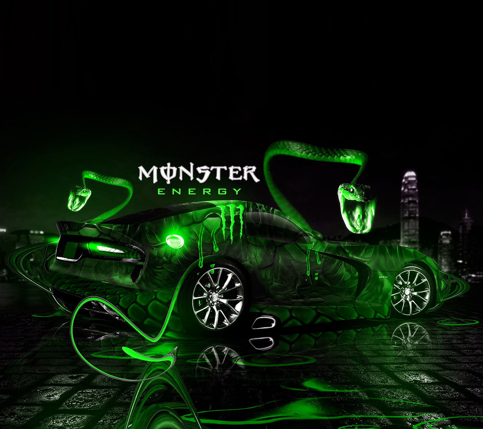 Lade dodge, energie, grün, monster, viper Hintergrund herunter