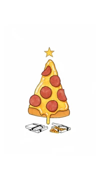 Festlicher Pizza-Baum mit Belägen und Geschenken