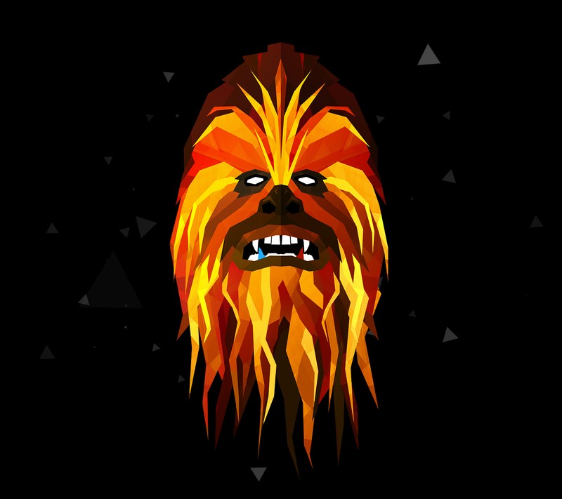 Крупный план лица жевательного персонажа на черном фоне (чубакка, chewbacca, джастин маллер, justin maller, звёздные войны)