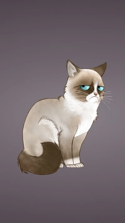 cartoon, cat, grumpy, pet