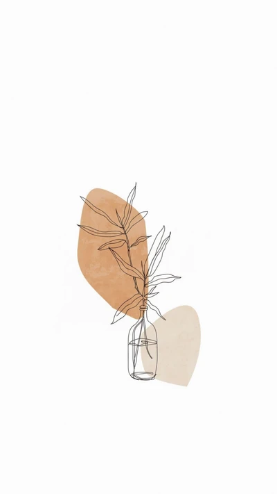 Minimalist Illustration of a Flower in a Bottle with Soft Beige Accents