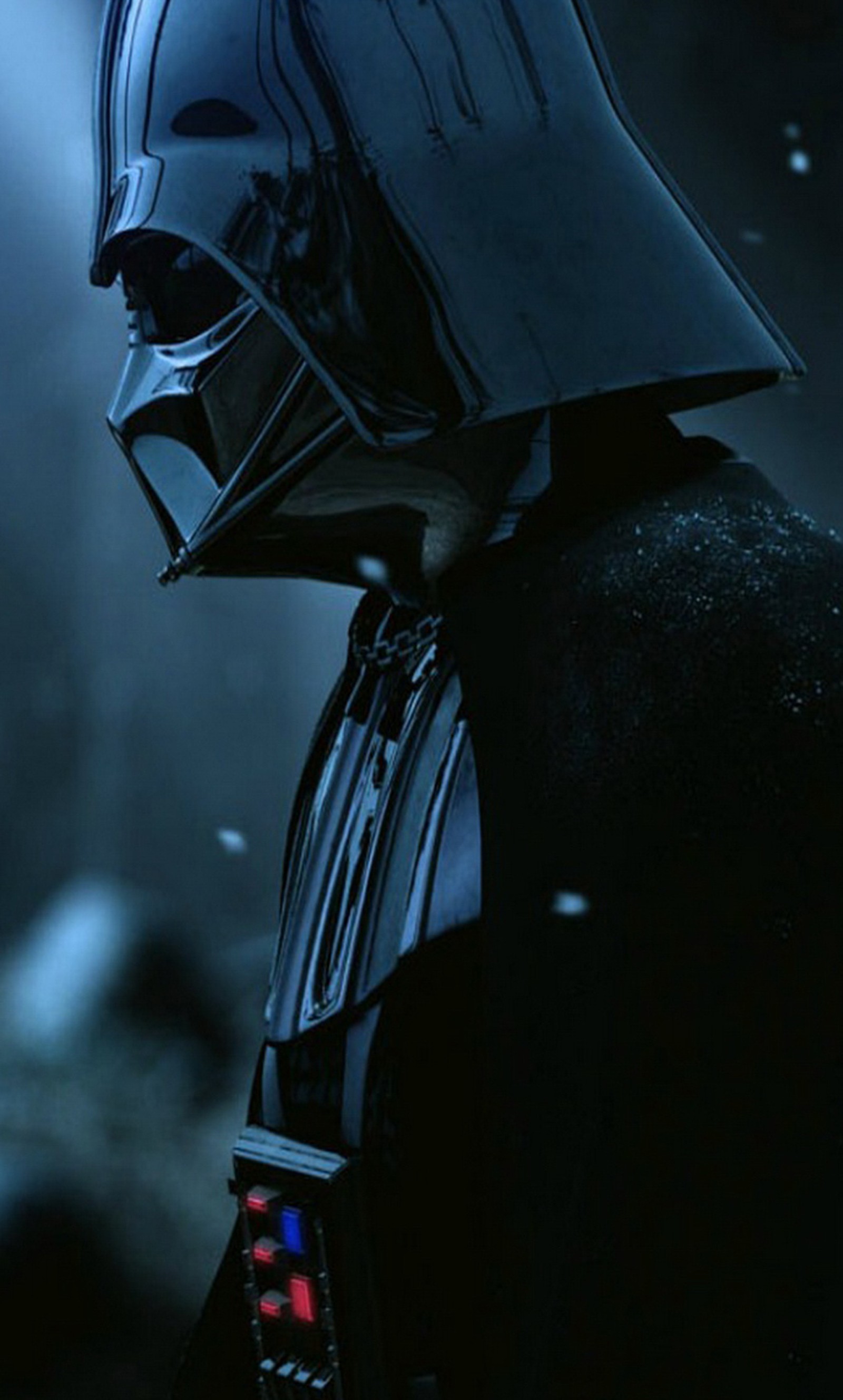 Darth vader in a helmet and lights on in the dark (darth vader, jedi, lord, sith, star wars)