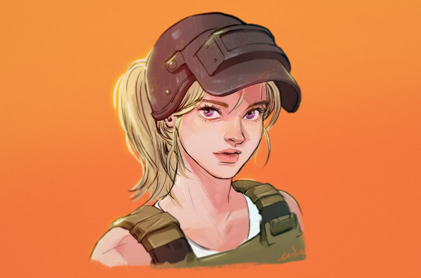 Un dibujo de una mujer con un sombrero y un chaleco (pubg mobile, pubg mobil, pubg hd 4k, pubg mobil hd 4k, niña)