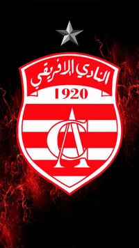 Logo des Club Africain: Ein rot-weißes Schild mit den Buchstaben "CA" und gegründet im Jahr 1920.