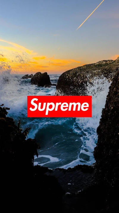 brands, lightnings, logo, ocean, rocks