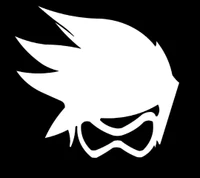 Stylized silhouette of a gaming character with spiky hair and goggles.