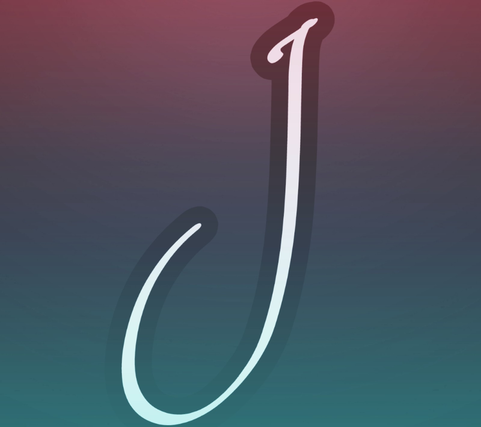 A close up of a white letter j on a blue and pink background (alphabet, wallpaper)