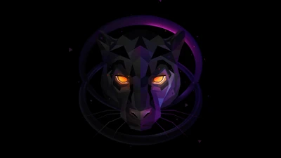 panther, scary, glowing eyes, low poly, dark background