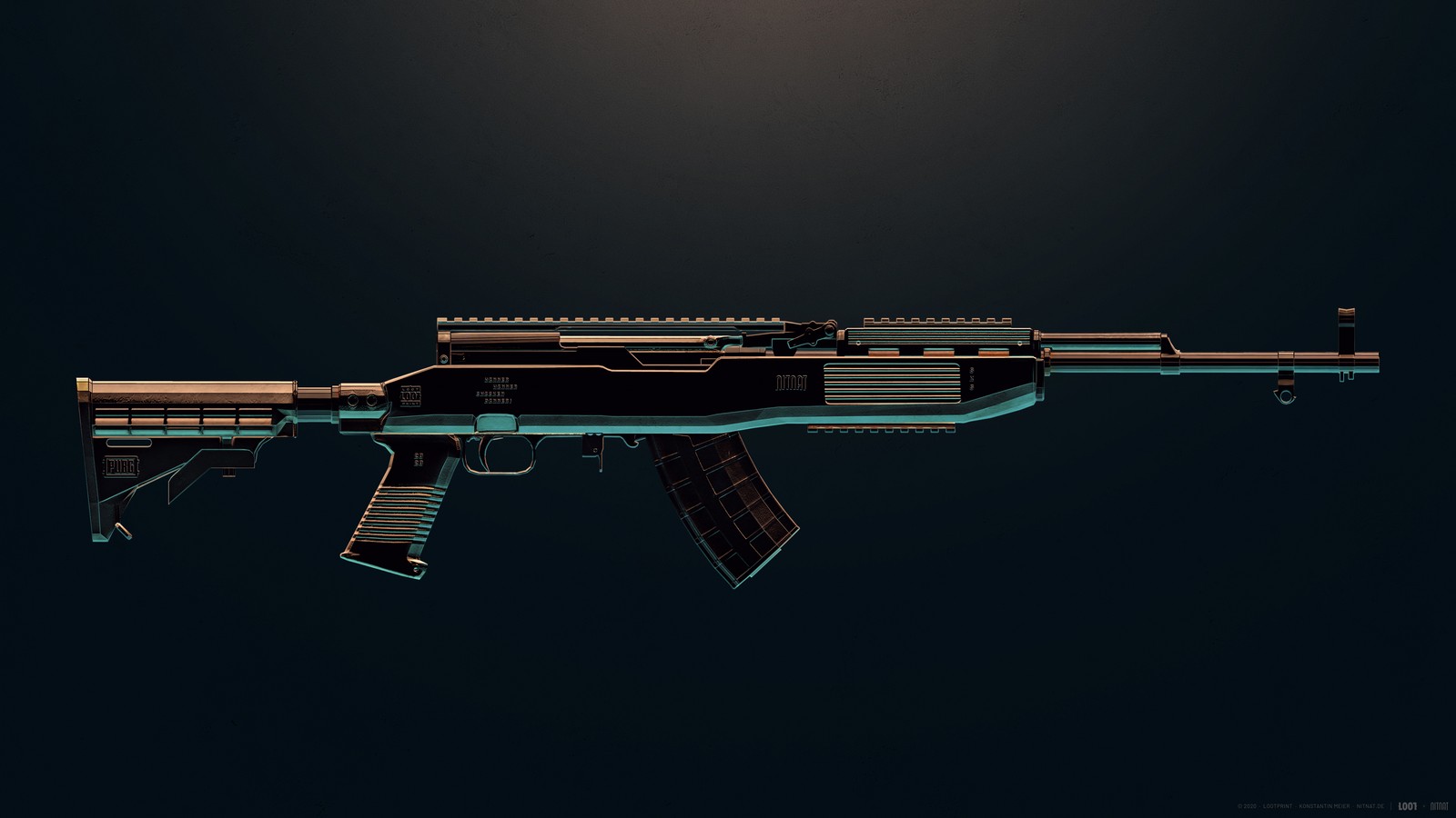 Um rifle com um cano longo e uma boca longa em um fundo escuro (sks, pubg mobile, dmr, rifle de atirador designado, playerunknowns battlegrounds)