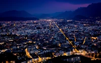 paysage urbain, zone urbaine, ville, nuit, région métropolitaine