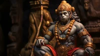 Digital Illustration of Lord Hanuman in Majestic Pose