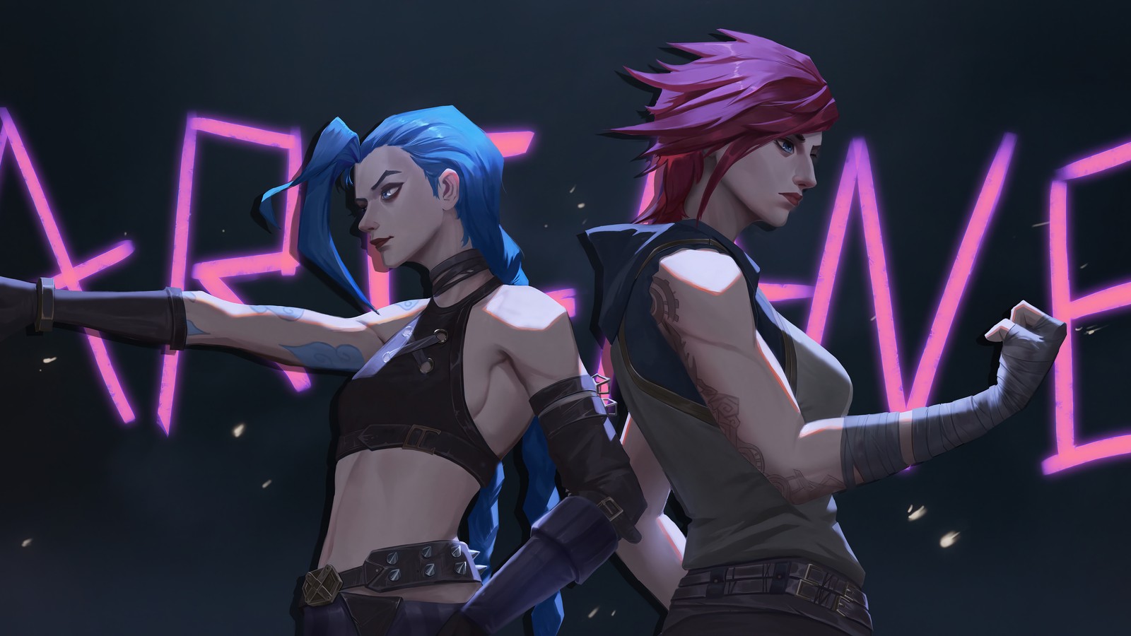 Скачать обои джинкс, jinx, vi, arcane series, сериал