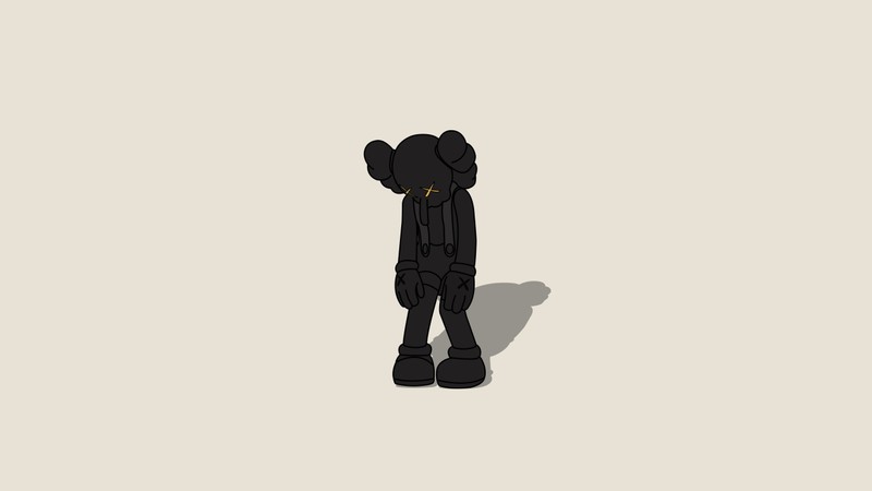 Мультфильм с человеком в черном костюме и шляпе (kaws маленькая ложь, кавс один, грустный, 5k, простой)