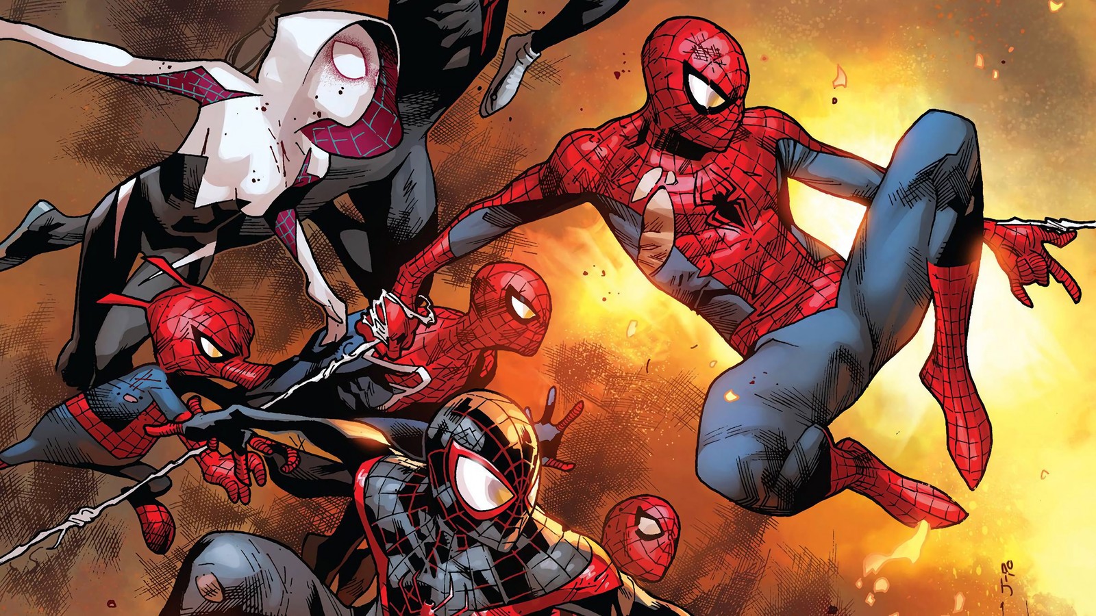 Spider - man and the sinister spider - man team up in a scene (spider man, marvel comics, comics)