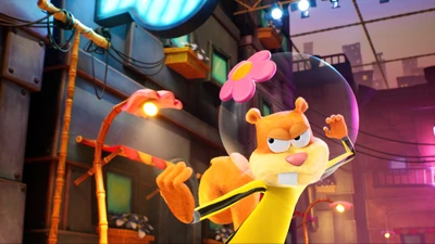 Sandy Cheeks em Ação do Bob Esponja: O Agito Cósmico Videogame