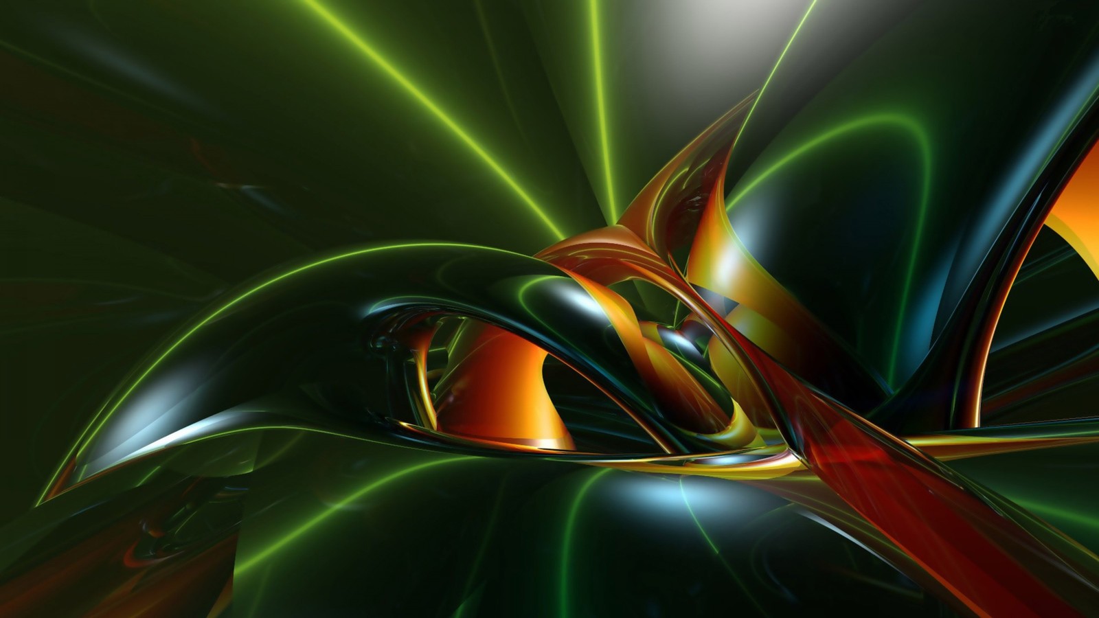 Abstract art of a green and red swirl with a black background (fractal art, graphics, wing, green, fictional character)