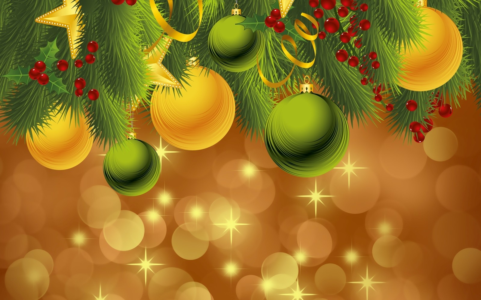 Christmas background with fir branches and baubons vector (christmas day, new year, christmas ornament, holiday, green)