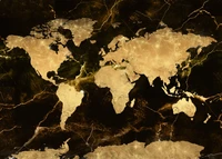 Mapa mundial dorado en calidad de fondo de pantalla 4K