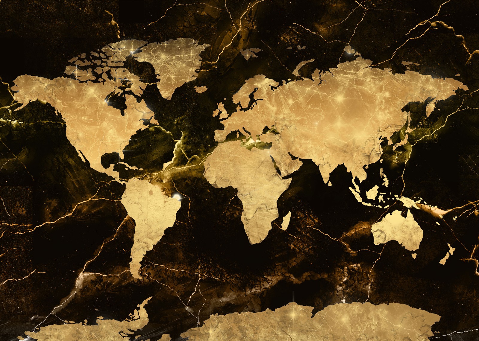 Download golden, world map, world, 4k wallpaper for free