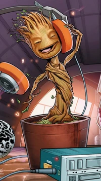 Groovy Baby Groot Enjoying Music