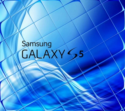 Logotipo do Samsung Galaxy S5 em um fundo abstrato azul