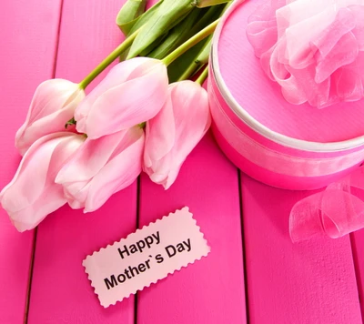 Happy Mother's Day: Celebrating Women with Beautiful Pink Tulips