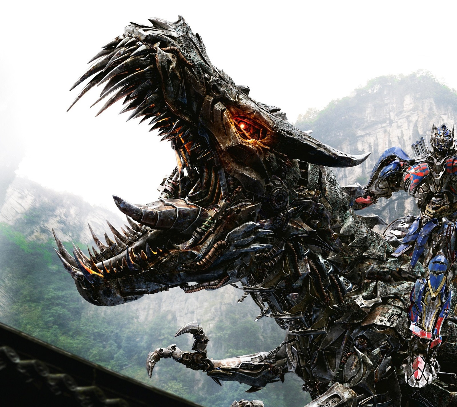 Les transformers optimus et la bête dans une scène du film (dinobot, optimus, optimus prime, transformers)