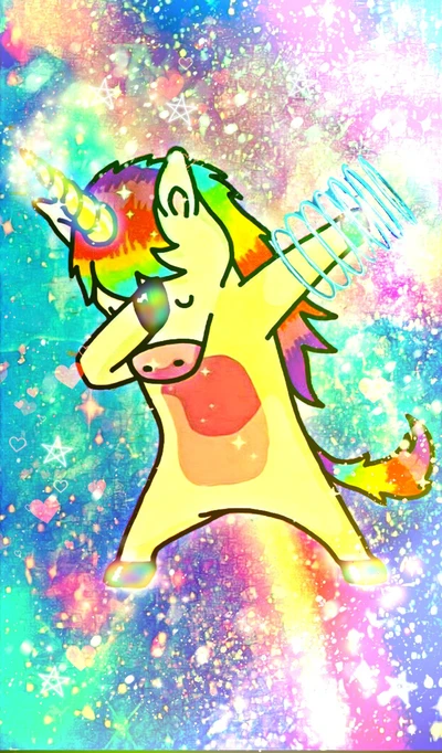 unicorn, rainbow, dabbing, toon