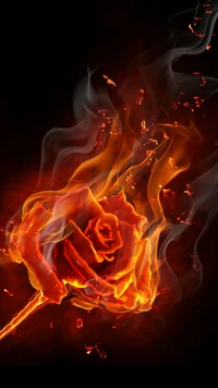 burn, fire, nature, rose, smoke wallpaper