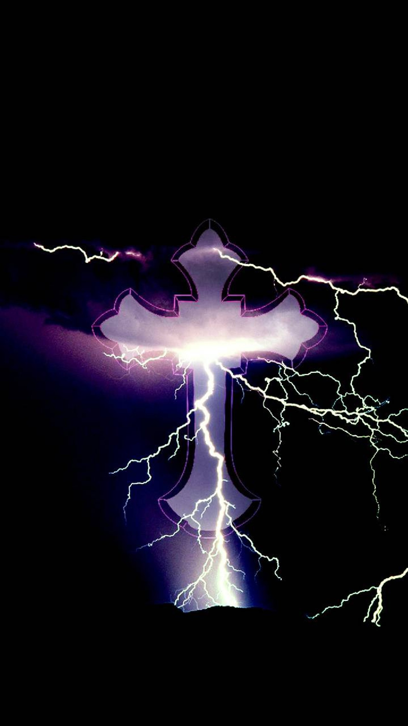 Arafed cross with lightning in the dark sky with a cross in the background (thunder, storm, texture)