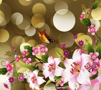 butterfly, flowers, nature, pink flowers