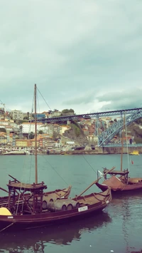 barco, puente, ciudad, gaia, tierra