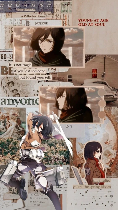 Melancholische Waifu in einer Vintage-Collage