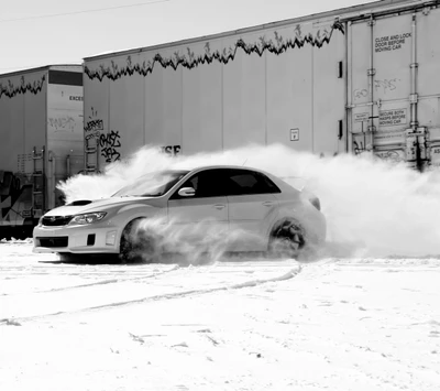 awesome, car, evo, snow, sti