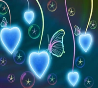 Whimsical Hearts and Butterflies: A Dreamy Love Wallpaper