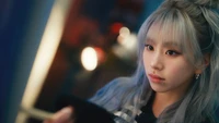 Chaeyoung from TWICE captivatingly gazes in a scene from "Set Me Free" MV.