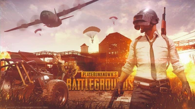 Увлекательная битва в PlayerUnknown's Battlegrounds с парашютами и транспортными средствами