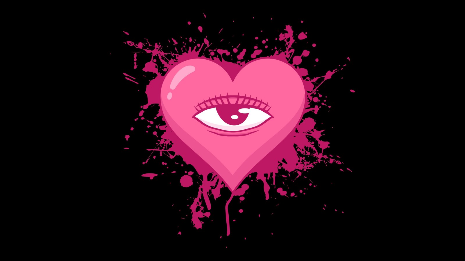 weirdcore, pink heart, 5k, black background, love heart wallpaper