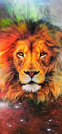 lion, felidae, east african lion, painting, big cats wallpaper