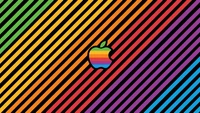 Listras de arco-íris vibrantes com o icônico logotipo da Apple