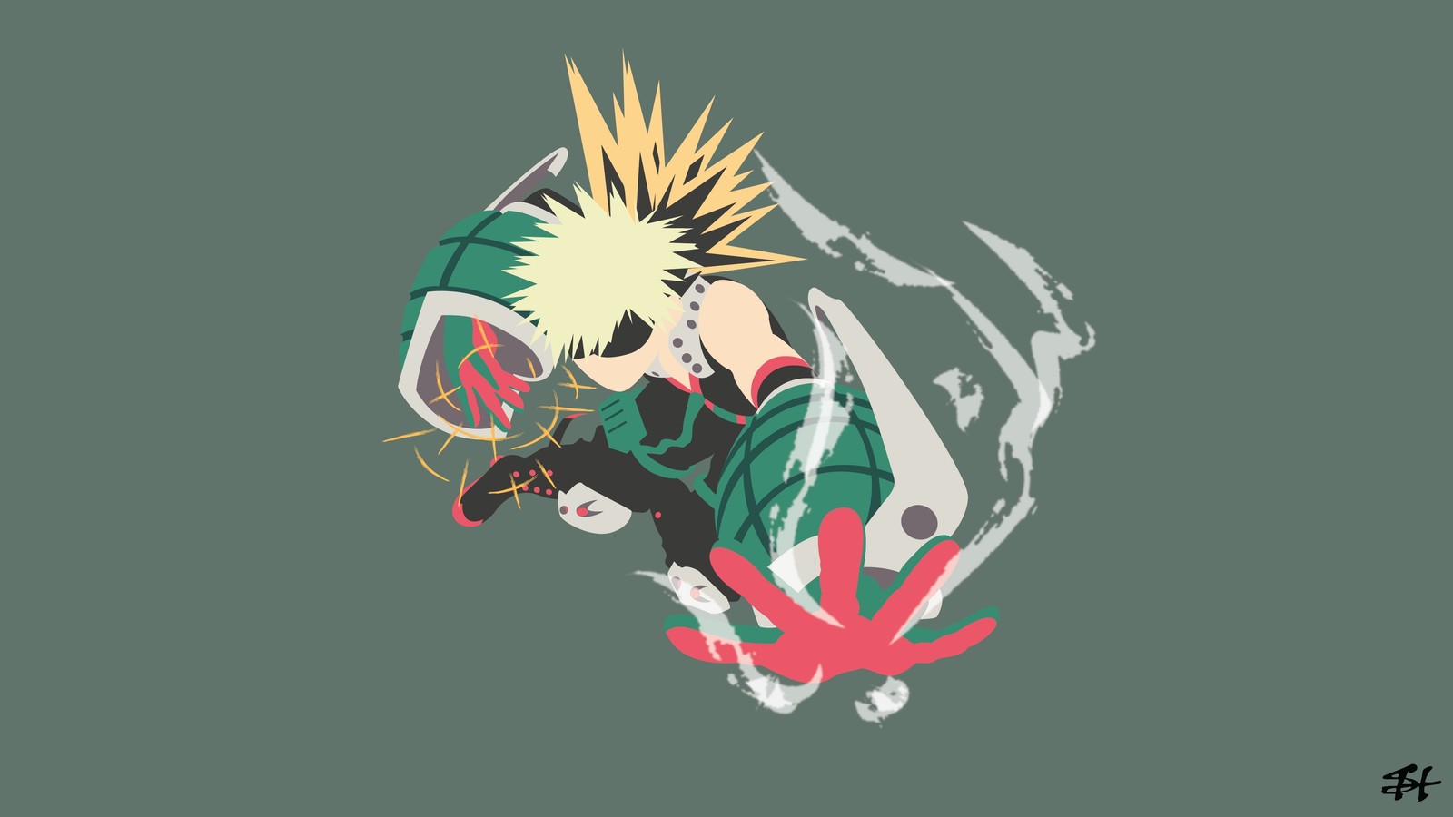 Скачать обои katsuki bakugo, кацчан, kacchan, минималистичный, минимализм