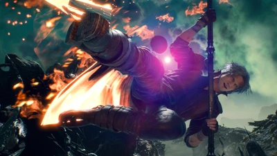 Dante em ação: uma cena dinâmica de Devil May Cry 5